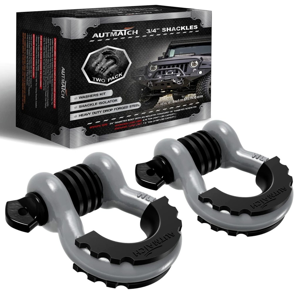 AUTMATCH D Ring Shackle 3/4" Shackles 2 Pack 41887Ibs Break Strength with 7/8...